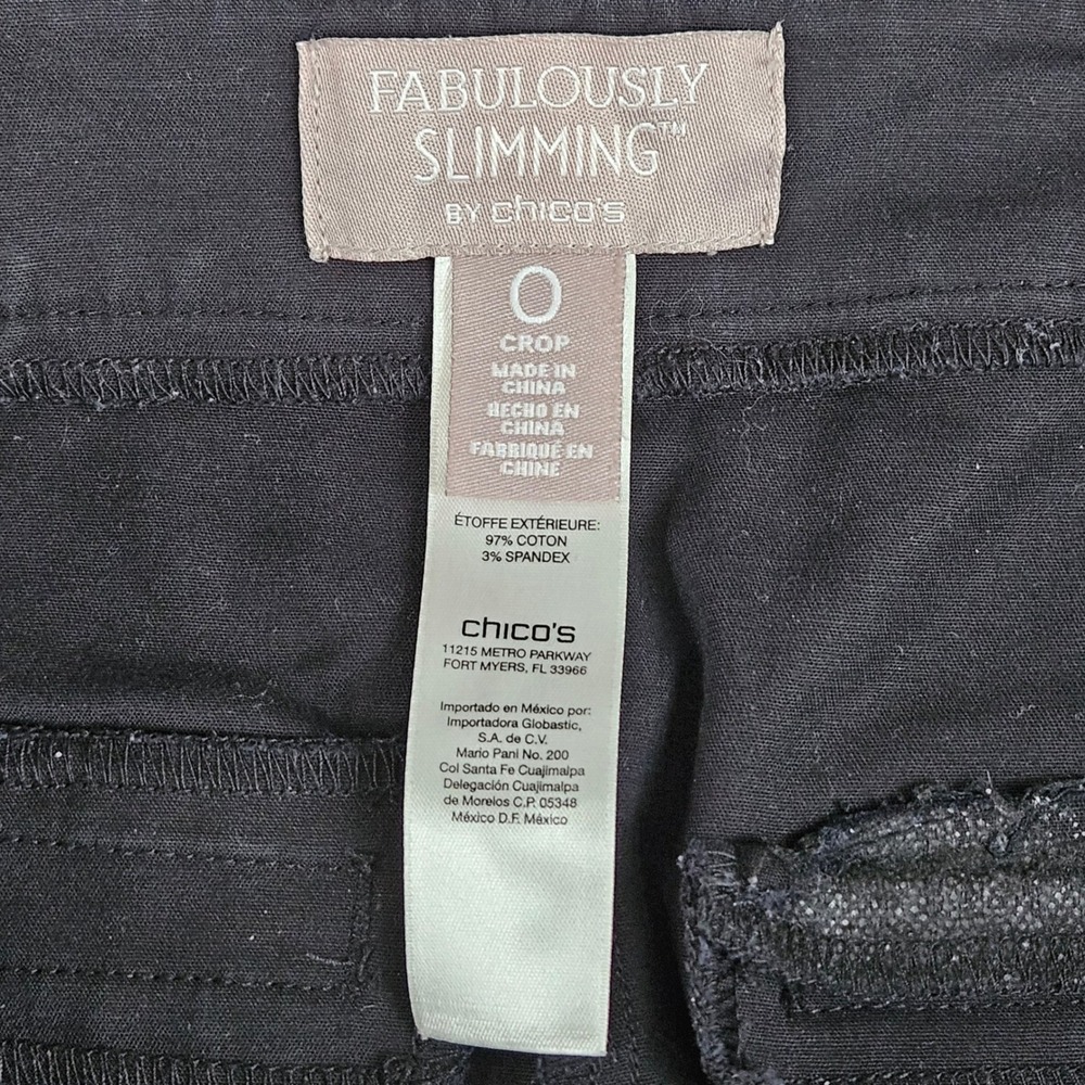 Chicos Fabulously Slimming Black Crop Pants Womens Size 0 S/4 - Picture 7 of 11